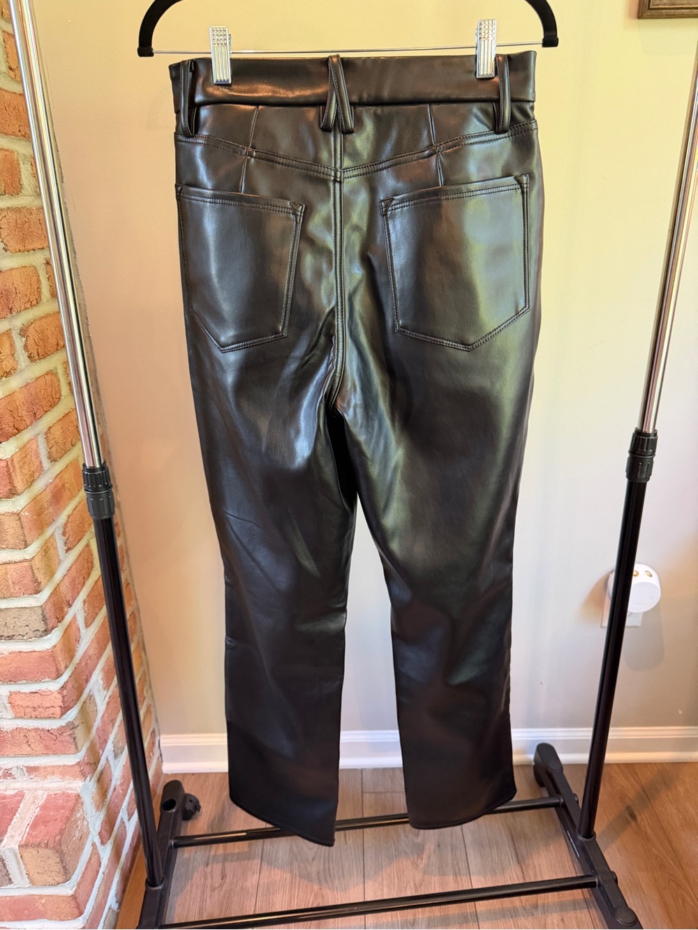 Good American Icon Black Faux Leather Straight Pants - Picture 6 of 8